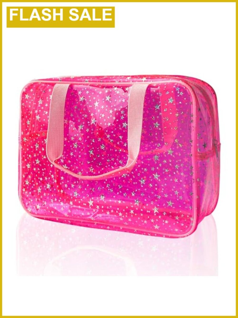 Star PVC Cosmetic Bag 12x5x8 Inch Travel Pouch with Handle, Durable Waterproof